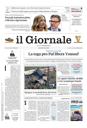 Prima pagina Il Giornale di oggi - Quotidiano nazionale
