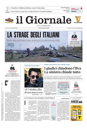 Prima pagina Il Giornale di oggi - Quotidiano nazionale