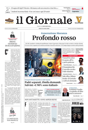 Prima pagina Il Giornale di oggi - Quotidiano nazionale