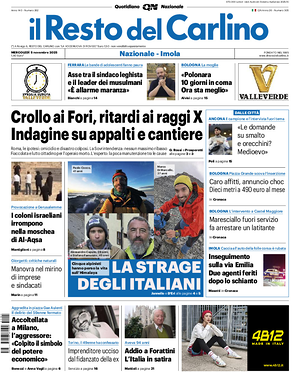 Prima pagina Il Resto del Carlino di oggi - Quotidiano regionale