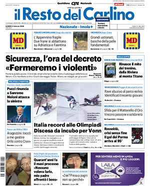 Prima pagina Il Resto del Carlino di oggi - Quotidiano regionale