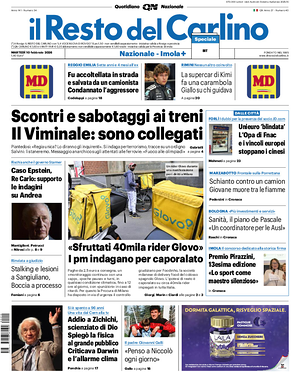 Prima pagina Il Resto del Carlino di oggi - Quotidiano regionale