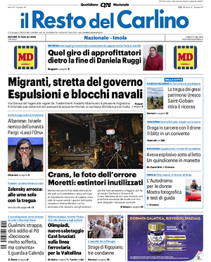 Prima pagina Il Resto del Carlino di oggi - Quotidiano regionale