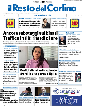 Prima pagina Il Resto del Carlino di oggi - Quotidiano regionale