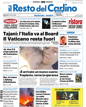 Prima pagina Il Resto del Carlino di oggi - Quotidiano regionale