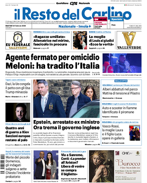 Prima pagina Il Resto del Carlino di oggi - Quotidiano regionale