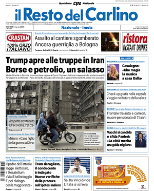 Prima pagina Il Resto del Carlino di oggi - Quotidiano regionale