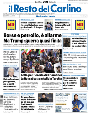 Prima pagina Il Resto del Carlino di oggi - Quotidiano regionale