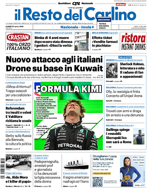 Prima pagina Il Resto del Carlino di oggi - Quotidiano regionale