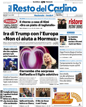 Prima pagina Il Resto del Carlino di oggi - Quotidiano regionale