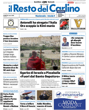 Prima pagina Il Resto del Carlino di oggi - Quotidiano regionale