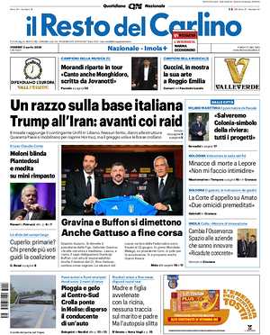 Prima pagina Il Resto del Carlino di oggi - Quotidiano regionale