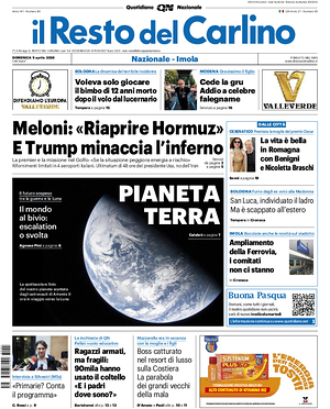 Prima pagina Il Resto del Carlino di oggi - Quotidiano regionale
