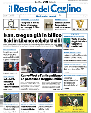Prima pagina Il Resto del Carlino di oggi - Quotidiano regionale