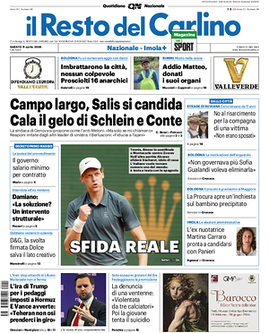 Prima pagina Il Resto del Carlino di oggi - Quotidiano regionale
