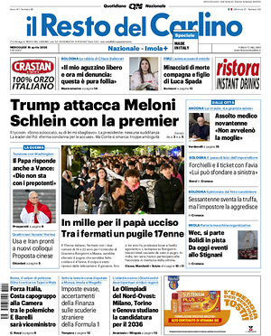 Prima pagina Il Resto del Carlino di oggi - Quotidiano regionale