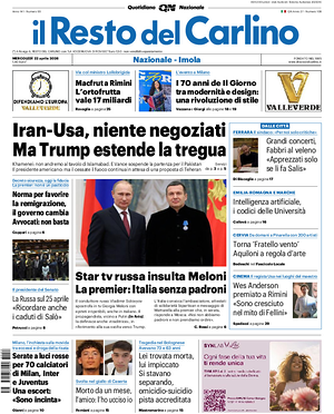 Prima pagina Il Resto del Carlino di oggi - Quotidiano regionale