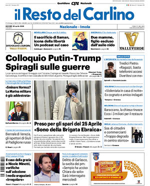Prima pagina Il Resto del Carlino di oggi - Quotidiano regionale
