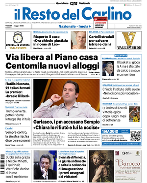 Prima pagina Il Resto del Carlino di oggi - Quotidiano regionale