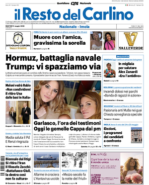 Prima pagina Il Resto del Carlino di oggi - Quotidiano regionale