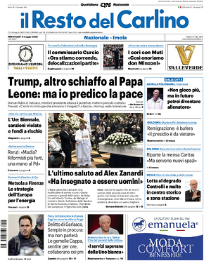 Prima pagina Il Resto del Carlino di oggi - Quotidiano regionale