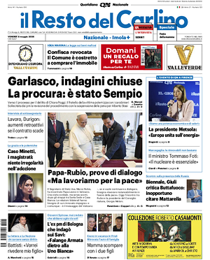Prima pagina Il Resto del Carlino di oggi - Quotidiano regionale