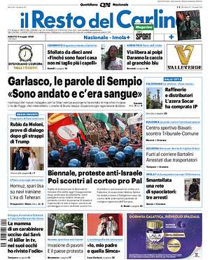 Prima pagina Il Resto del Carlino di oggi - Quotidiano regionale