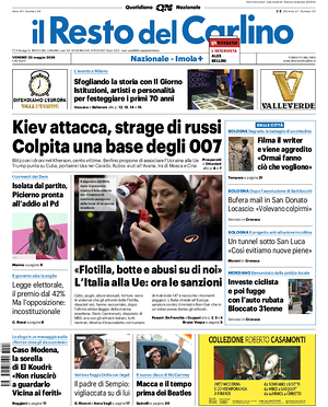 Prima pagina Il Resto del Carlino di oggi - Quotidiano regionale