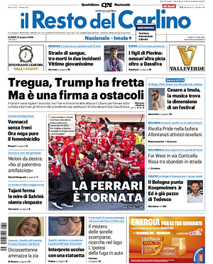 Prima pagina Il Resto del Carlino di oggi - Quotidiano regionale