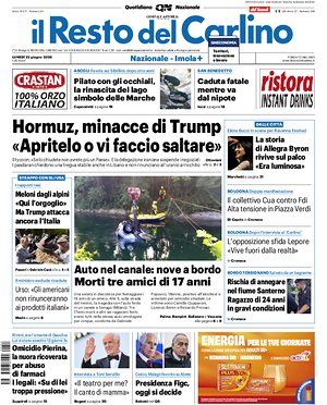 Prima pagina Il Resto del Carlino di oggi - Quotidiano regionale