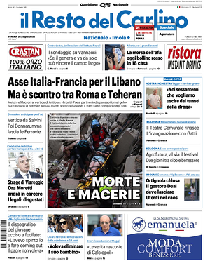 Prima pagina Il Resto del Carlino di oggi - Quotidiano regionale