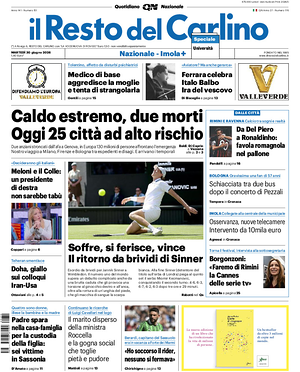 Prima pagina Il Resto del Carlino di oggi - Quotidiano regionale