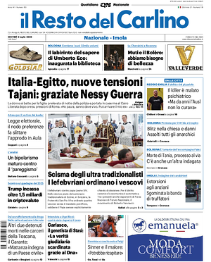 Prima pagina Il Resto del Carlino di oggi - Quotidiano regionale