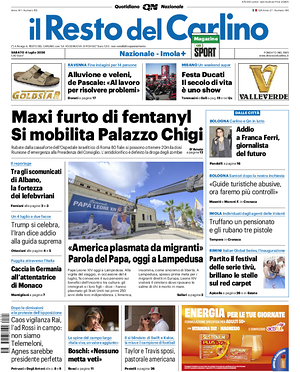 Prima pagina Il Resto del Carlino di oggi - Quotidiano regionale