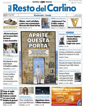 Prima pagina Il Resto del Carlino di oggi - Quotidiano regionale