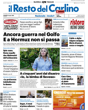 Prima pagina Il Resto del Carlino di oggi - Quotidiano regionale