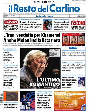 Prima pagina Il Resto del Carlino di oggi - Quotidiano regionale