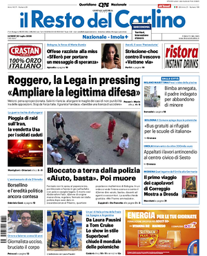 Prima pagina Il Resto del Carlino di oggi - Quotidiano regionale