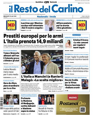 Prima pagina Il Resto del Carlino di oggi - Quotidiano regionale