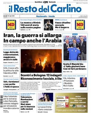 Prima pagina Il Resto del Carlino di oggi - Quotidiano regionale