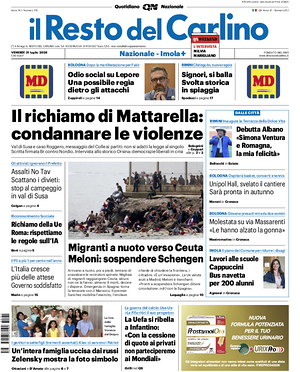 Prima pagina Il Resto del Carlino di oggi - Quotidiano regionale