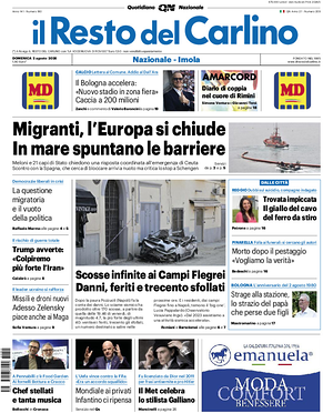 Prima pagina Il Resto del Carlino di oggi - Quotidiano regionale
