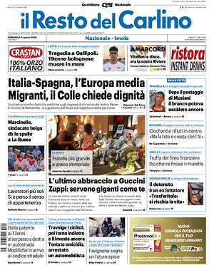 Prima pagina Il Resto del Carlino di oggi - Quotidiano regionale