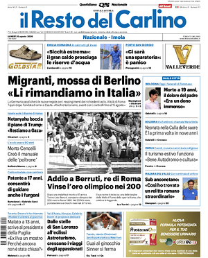 Prima pagina Il Resto del Carlino di oggi - Quotidiano regionale