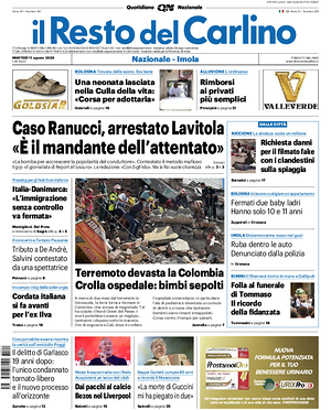 Prima pagina Il Resto del Carlino di oggi - Quotidiano regionale
