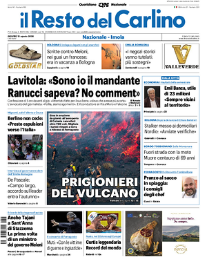 Prima pagina Il Resto del Carlino di oggi - Quotidiano regionale