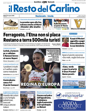 Prima pagina Il Resto del Carlino di oggi - Quotidiano regionale