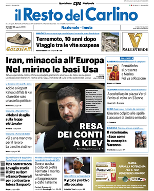 Prima pagina Il Resto del Carlino di oggi - Quotidiano regionale
