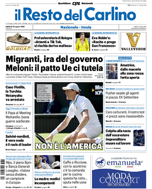 Prima pagina Il Resto del Carlino di oggi - Quotidiano regionale