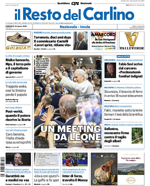 Prima pagina Il Resto del Carlino di oggi - Quotidiano regionale